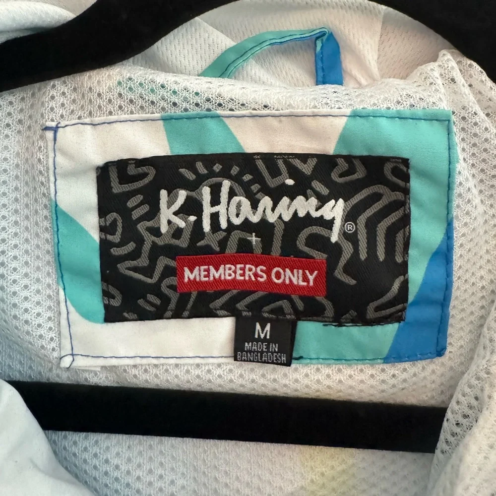 Members Only x Keith Haring Tokyo Pop Windbreaker Jacket Multicolor Camo Size M - Picture 8 of 10